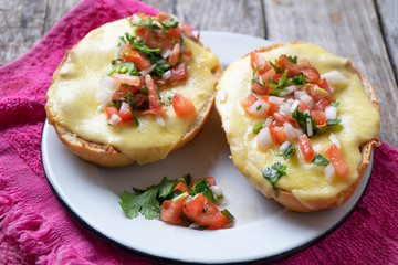 Mexican molletes recipe with fresh sauce
