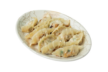 fried dumplings or gyoza isolated on white background