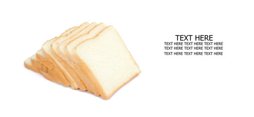 sliced soft and sticky delicious white bread for breakfast on white isolated background