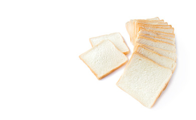 sliced soft and sticky delicious white bread for breakfast on white isolated background