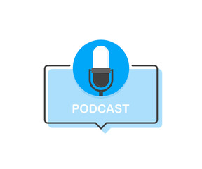 Podcast. icon, logo design. Modern flat style vector illustration