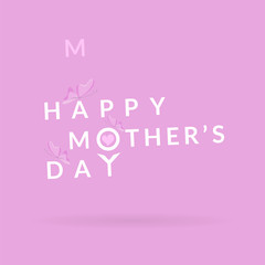 Happy Mothers Day lettering with heart, butterflies and flower