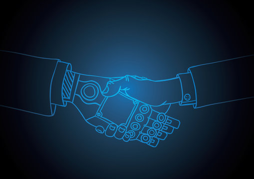 Business Human And Robot Handshake