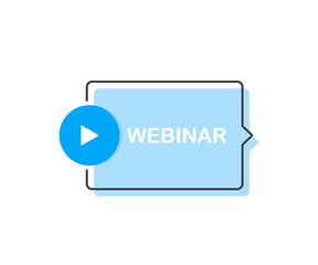 Webinar Icon, with play button. Modern flat style vector illustration