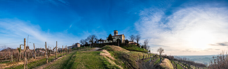 Obraz premium Spring sunset in the vineyards of Collio Friulano