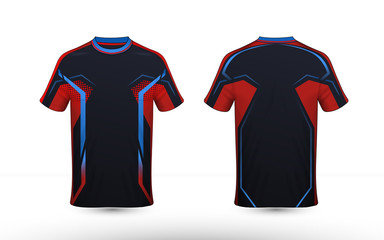 Black, orange and blue layout e-sport t-shirt design template