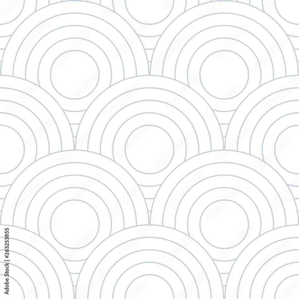 Poster Abstract retro pattern of geometric shapes. Neutral  mosaic backdrop. Geometric wave of circles  background, vector