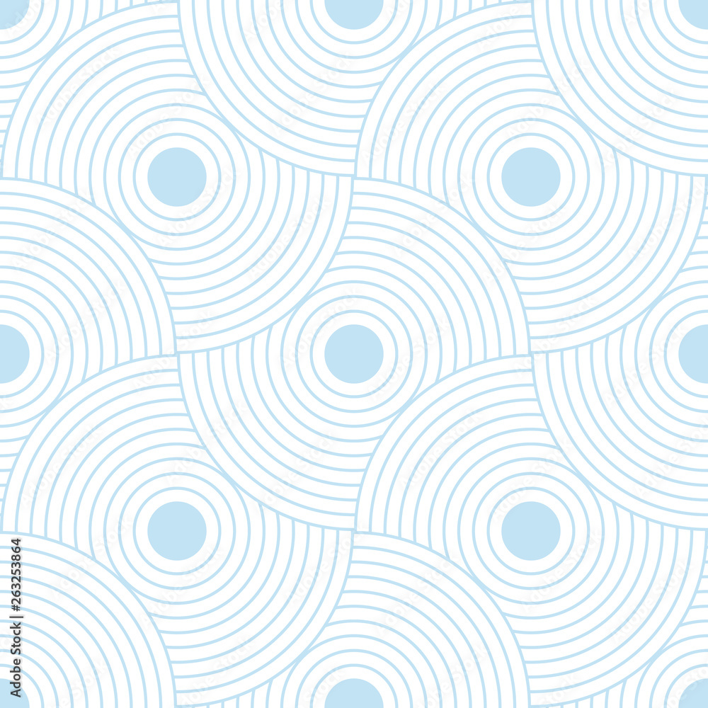 Poster Abstract retro pattern of geometric shapes. Neutral  mosaic backdrop. Geometric wave of circles  background, vector