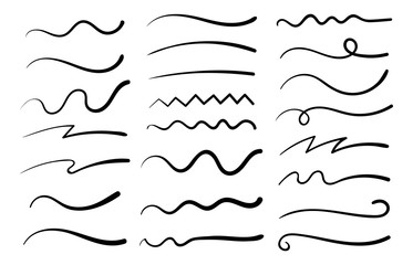 Hand drawn collection of curly swishes, swashes, swoops. Calligraphy swirl. Quotes icons. Highlight text elements - obrazy, fototapety, plakaty