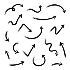 Super set different hand-drawn grunge arrows, vector graphic design