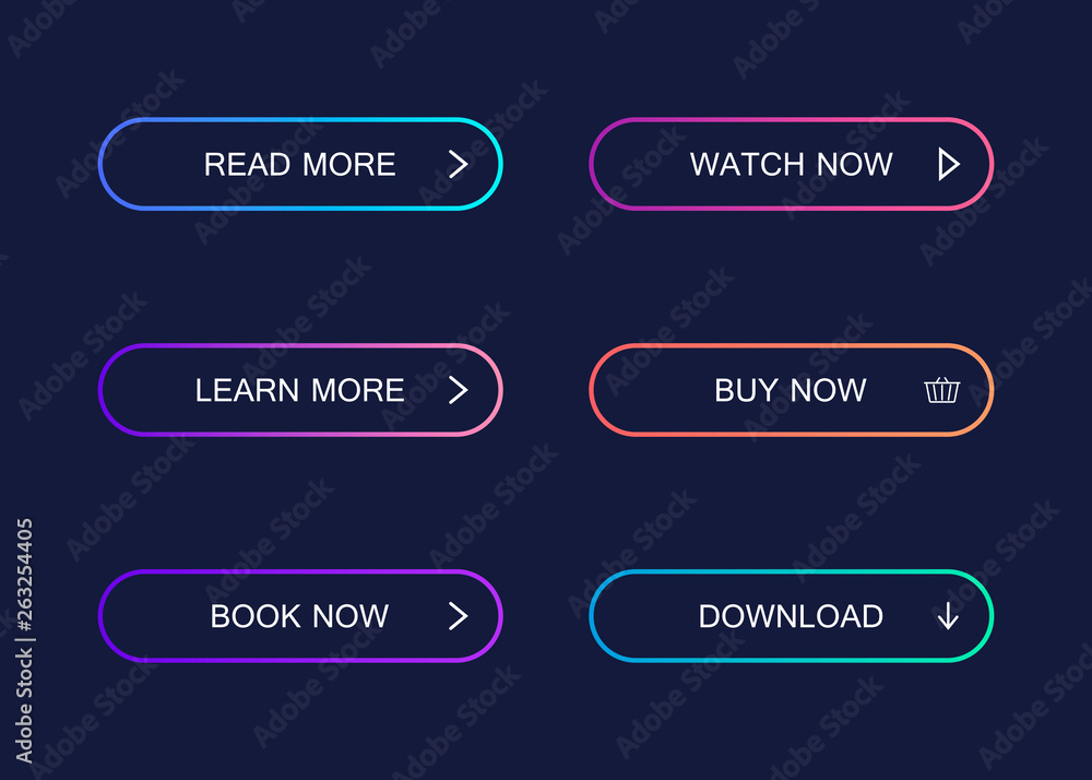 Poster set of modern material style buttons. different gradient colors. modern vector illustration flat sty