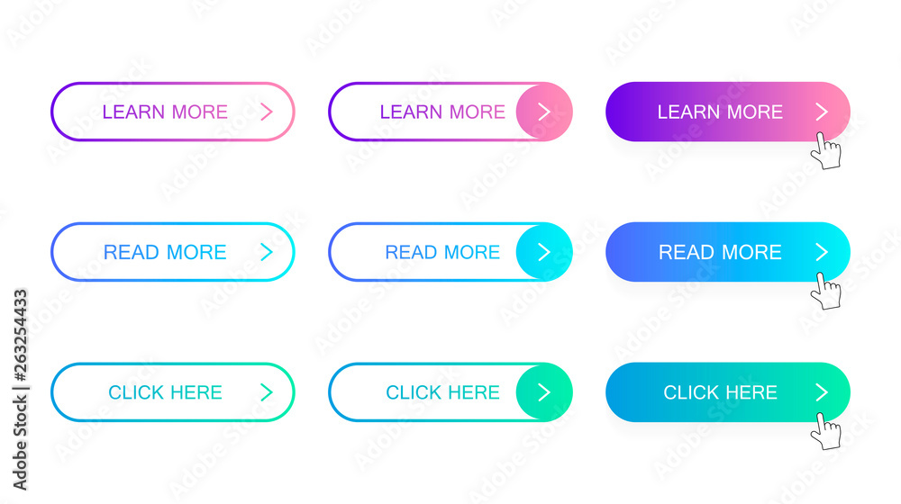 Poster set of modern material style buttons. different gradient colors. modern vector illustration flat sty
