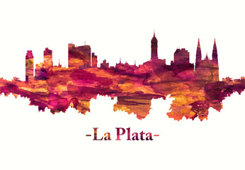 Obraz premium La Plata Argentina skyline in red