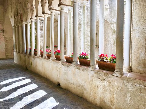 Almalfi Coast Italy, Villa Rufolo, Flowers in the Garden Park