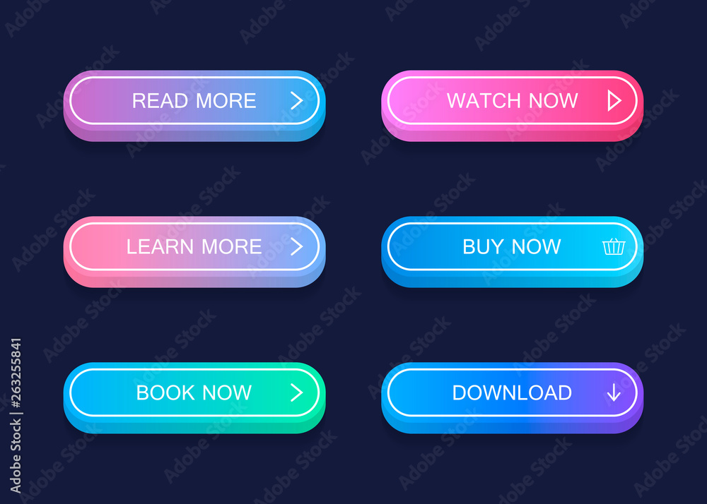 Aufkleber set of modern material style buttons. different gradient colors. modern vector illustration flat sty