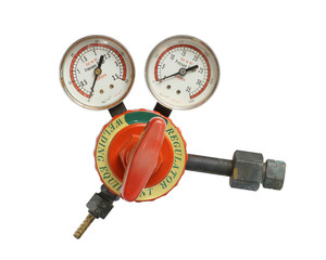 Gas regulator gauges (with clipping path) isolated on white background