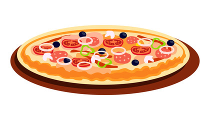 Pizza with Different Flavours Cartoon Illustration