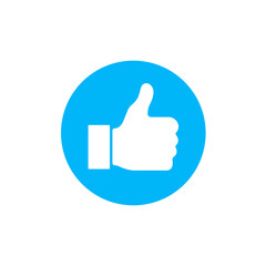 Thumbs up. Like icon. Flat vector illustration