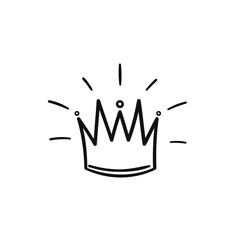 Hand drawn crown logo for queen icon, princess diadem symbol, doodle illustration, pop art element, beauty and fashion shopping concept