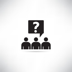 group of people and question mark for discussion group concept icon