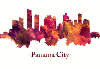Obraz premium Panama City skyline in red