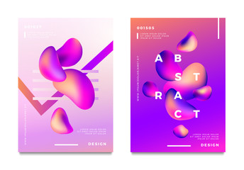 Abstract gradient poster and cover design. Colorful fluid liquid shapes. Vector illustration.