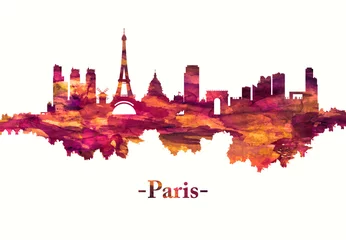 Deurstickers Paris France skyline in red © Towseef