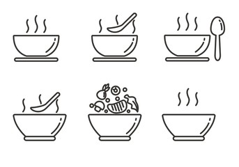Set of soup icon with outline design. Soup vector illustration 
