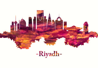 Obraz premium Riyadh Saudi Arabia skyline in red