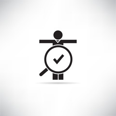 people and magnifier check mark icon