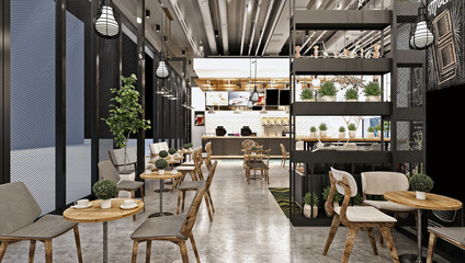3D RENDER CAFE RESTAURANT