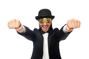 Funny man isolated on white background