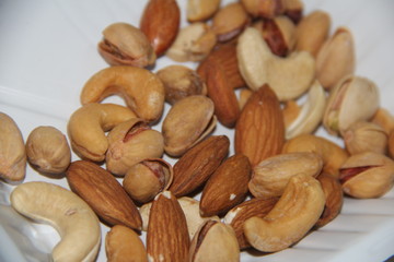 mixed nuts on white background