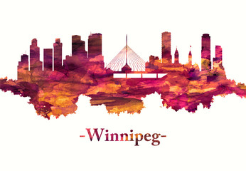 Winnipeg Canada skyline in red
