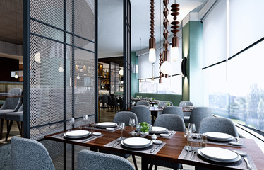 3D RENDER CAFE RESTAURANT