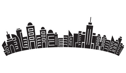 Naklejka premium city skyline, silhouette collection of building curve shape on white background