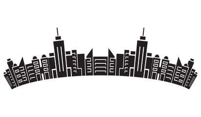Obraz premium city skyline, silhouette collection of building curve shape on white background