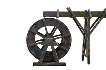 A freewheeled waterwheel with a lot of motion blur
