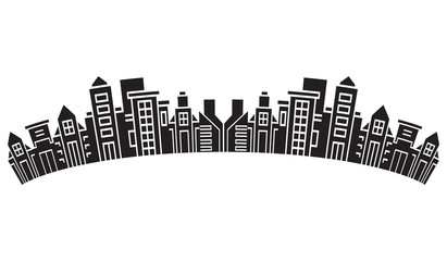 Naklejka premium city skyline, silhouette collection of building curve shape on white background