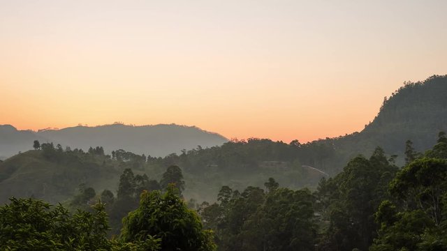 Stunning sunrise in the valley and mountains of Ella Rock Sri Lanka in 4K. Ella is a great starting point for beautiful hikes like Little Adam's peak and Ella Rock. 