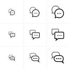 Vector icon set of chat bubble elements isolated on white background.