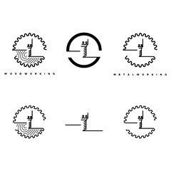 an illustration consisting of an image of the face mill and the inscription "woodworking" and   "metalworking"