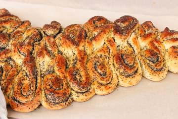 Poppy seed cake from yeast dough.