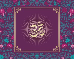aum syllable, paisley design ,Hinduism, India	