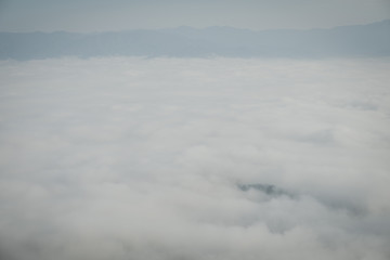 Fog, mountains, sunlight, beautiful mountain tops of the point of view. scenic beauty in the morning. Mae Moei, Tak in Thailand
