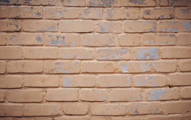 old orange brick wall a bit showered
