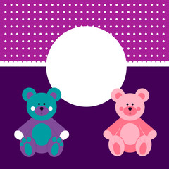 Postcard with different teddy-bears