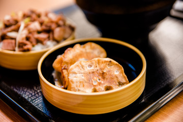 Authentic japanese Gyoza served and ready to eat