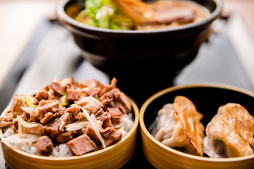 Authentic japanese Gyoza served and ready to eat