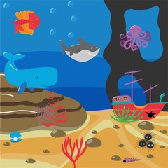 Naklejka na ściany i meble illustration of the underwater world
